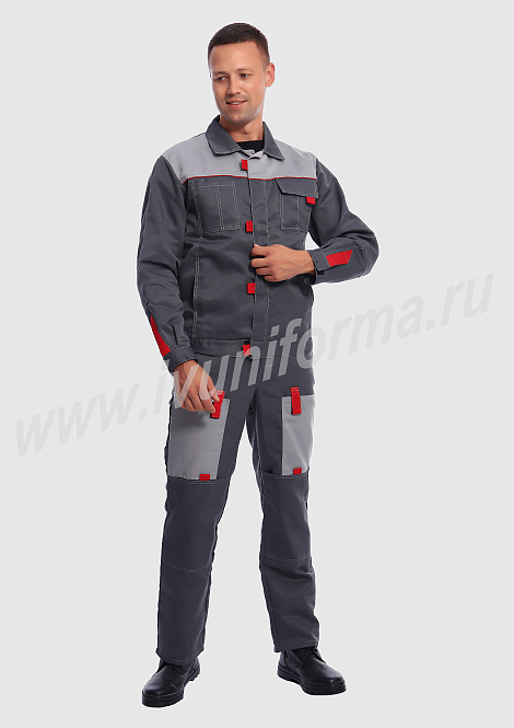 Костюм рабочий мужской (с полукомбинезоном) арт. Р-02-92-ГР