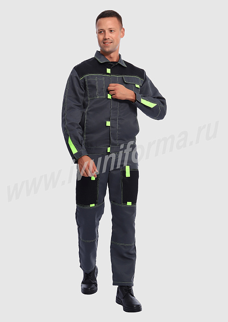 Костюм рабочий мужской (с полукомбинезоном) арт. Р-02-92-ГР