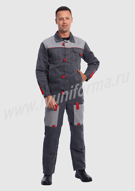 Костюм рабочий мужской (с полукомбинезоном) арт. Р-02-92-ГР