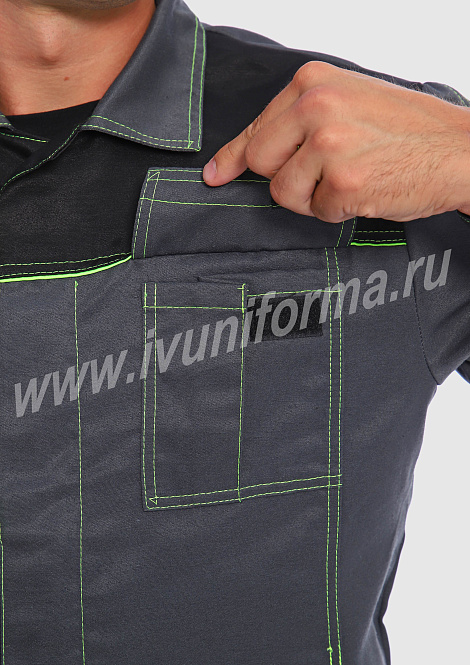 Костюм рабочий мужской (с полукомбинезоном) арт. Р-02-92-ГР