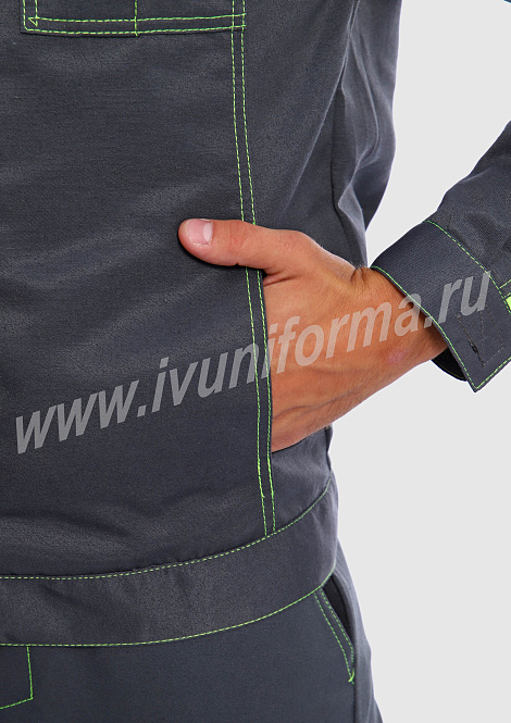 Костюм рабочий мужской (с полукомбинезоном) арт. Р-02-92-ГР