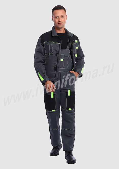 Костюм рабочий мужской (с полукомбинезоном) арт. Р-02-92-ГР
